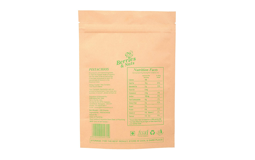 Berries & Nuts Pistachios    Pack  250 grams